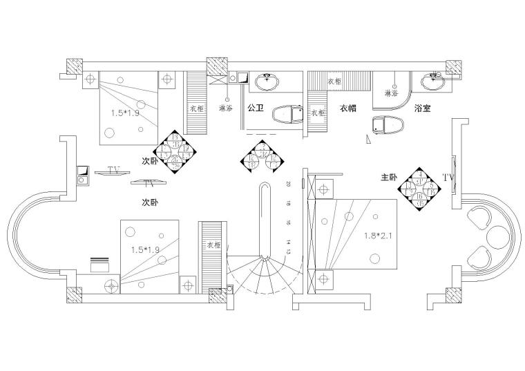 [廈門]風景秀麗山莊簡歐三層別墅室內(nèi)裝修施工圖（含效果）