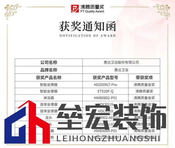 2024沸騰質(zhì)量獎9項大獎,惠達衛(wèi)浴品質(zhì)實力的最佳注腳!